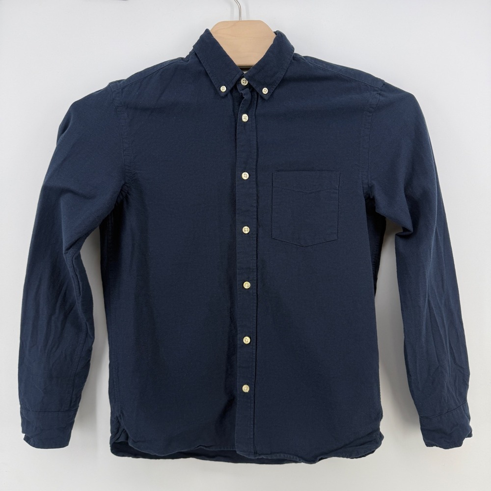 HM LOGG Mens Small Navy Blue Cotton Button Down Regular Fit Shirt